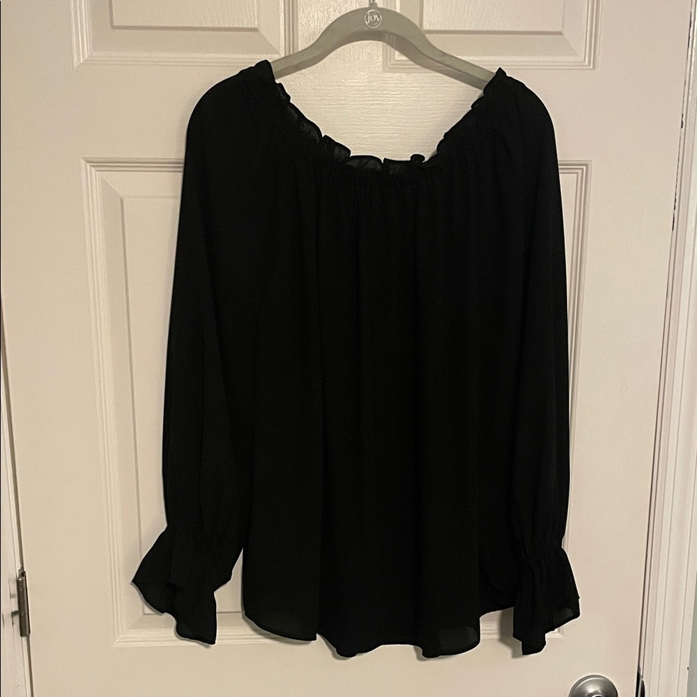 Talbots Black Ruffle Blouse - Picture 2 of 4